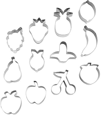 EXCEART Fruit Cookie Cutters Set 12pcs Stainless Steel Fruits Shape Cookie Cutters Molds Metal Biscuit Molds for DIY Baking Supplies