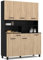 IDMarket - Buffet de Cuisine 120 CM CINA 6 Portes + tiroir Noir et façon hêtre