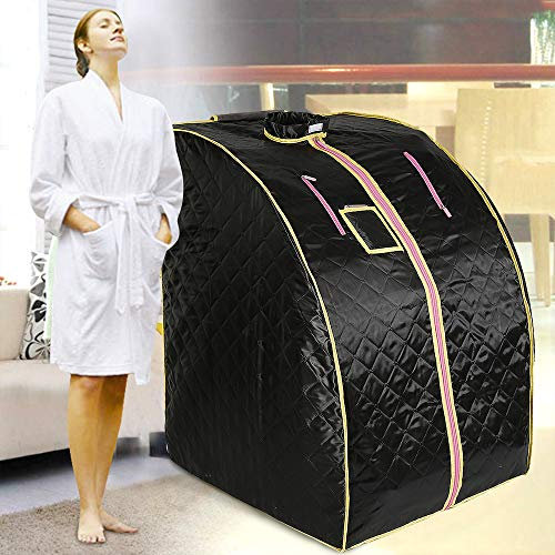 Sauna infrarouge portable - Sauna portable - Sauna à domicile - Sauna infrarouge portable - Pour 1 personne Sauna Box d'intérieur Chauffage portable 1000 W - Favorise la circulation sanguine (noir)