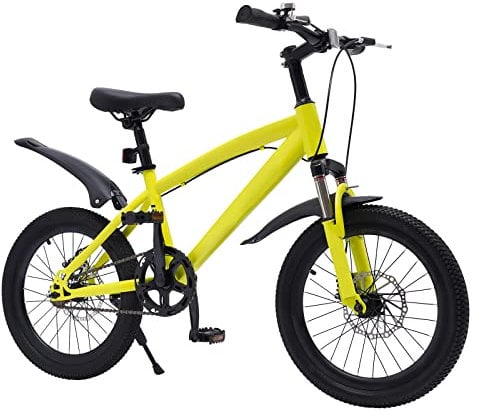 Begoniape 18 Zoll Kinderfahrrad ab 4 Jahre, Kinder Fahrrad für Mädchen und Jungen, HöhenVerstellbare Fahrräder für Kinder, Kinder Fahrrad mit Sortierbeutel und Reifenpumpe Gelb