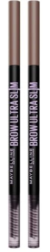 Maybelline Matita Sopracciglia Brow Ultra Slim, Per Sopracciglia Precise e definite, Soft Brown (02), (Confezione da 2)
