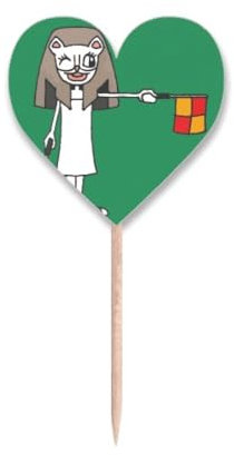 Handball Schiedsrichter zeigt Flagge Cartoon Zahnstocher Flaggen Herz Etikett Cupcake Picks