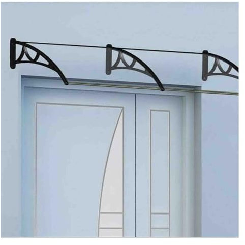Marquise de Porte Exterieur 100cm*80cm Toit de Porte d'entrée en Aluminium et Polycarbonate UV Pluie et Neige Protection Auvent de Patio ZHZHXR (Color : Clear, Size : 0.8x3m)