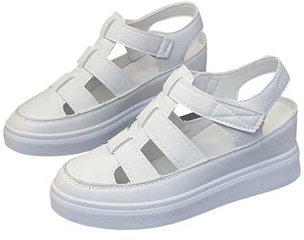 Generisch Ogg Schuhe Damen Heel Dicke Sohle Baotou Vielseitige hohle Freizeitsandalen Damen Schuhe Weite H Winter (White, 40)