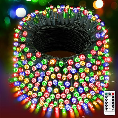 XURISEN Outdoor Fairy Lights, 50M 500 LED Christmas Tree Lights Plug in 8 Modes Remote Control Mains Powered Waterproof String Lights for Garden,Patio,Wedding,Indoor Party Decorations (Multicolor)