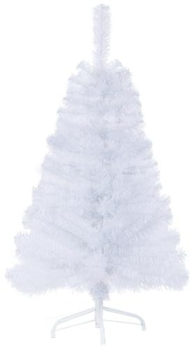 3FT Artificial Christmas Tree White Tabletop Christmas Tree with Metal Stand Mini Xmas Pine Tree for Party Supplies Indoor Outdoor Holiday Home Decoration(White)