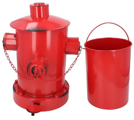 Wifehelper Poubelle de Bouche D'incendie, Poubelles en Fer de Style Industriel pour Décoration Intérieure et Extérieure, Design Rétro, Forme Unique de Bouche D'incendie (rouge)
