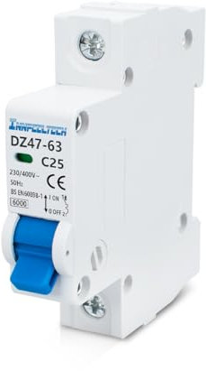 Innfeeltech 1 Stück 25 Ampere 230V Leitungsschutzschalter MCB einpolig Typ B für DIN-Schienenmontage