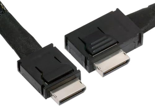 CY Cable Left Angled 90 Degree OcuLink PCIe 4.0 PCI-Express SFF-8611 4i to SFF-8611 Data Active Cable for eGPU SSD (50cm)