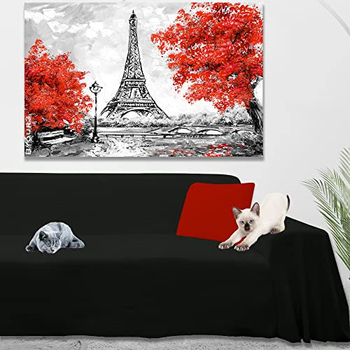 Byour3 - Sofaüberwurf 3 4 2 Sitzer Dicke Baumwolle Gemischter Sofa Cover Mehrzweck Sofabezug Auch Für Ecksofa L U Form Sofa-Couch Abdeckung Alles Abwaschbar Beständig (Schwarz, 5 Sitzer)