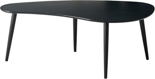 woJKod Moderner Skandinavischer Beistelltisch aus Holz, Organische Form, Naturholz Finish, Wohnzimmer Couchtisch, Minimalistisches Design (Schwarz)