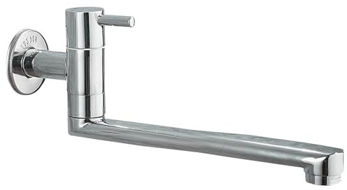 SXWYLZ Grifo Cocina de Pared Agua Fría Grifo Fregadero Pared Monomando Grifo de Lavabo Grifo Cocina de Pared Caño Largo Grifo Baño,Cromado,25Cm