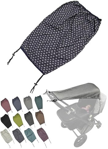 Universal [Sonnensegel mit UV Schutz 50+ für Kinderwagen] Babywanne flexibel Sonnenschutz mit Beschichtung und Rollo-Funktion verstellbar (Sterne marine)