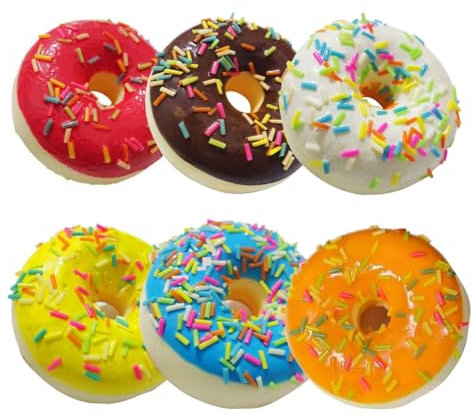 LATRAT 6 Stück Realistische Künstliche Donuts, Künstliche Kuchen Fake Donuts Modell, Simulation Gefälschte Donuts, Kuchenspielzeug, Fotografie Requisiten Heimdekoration