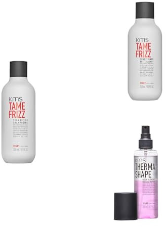 KMS Anti-Frizz-Pflegeroutine mit Shampoo, Conditioner & Föhnspray. Für unruhiges Haar, Gegen Frizz