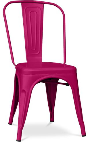 Iconik Interior Industrial Style Chaise de Salle à Manger - Design Industriel - Acier - Mat - Nouvelle édition -Stylix Fuchsia