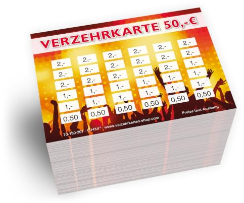 250 Verzehrkarten Event Gesamtwert 50 Euro Einzelwerte 0,50/1,-/2,- | DIN A7, Alternative zu Wertmarken für Veranstaltungen, Vereine und Gastronomie, bargeldloses Bezahlen