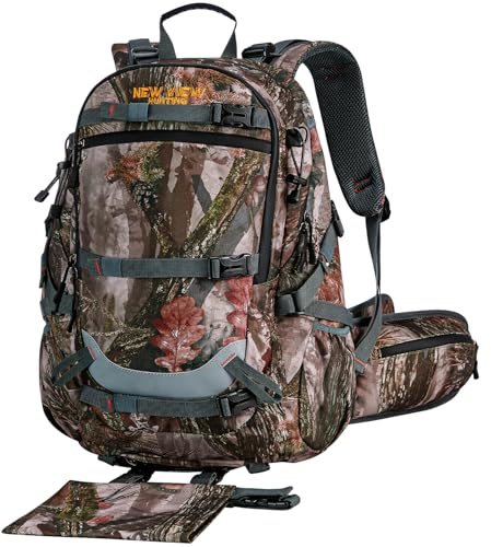 NewView Camo Jagdrucksack 35L mit Interal Frame, 600D Durable 2100cu Daypack mit Gewehrhalter, Regenschutz enthalten