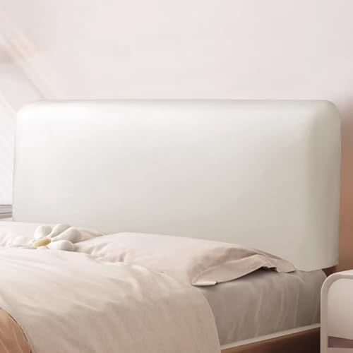 TLMQYXZE PU Leder Bettkopfteil Hussen Bett Kopfteil Bezug,Wasserdicht Weicher Strecken Staubdicht, Schutzhülle Für Gepolsterte Schlafzimmer Kopfteil(Beige White,190-210cm)