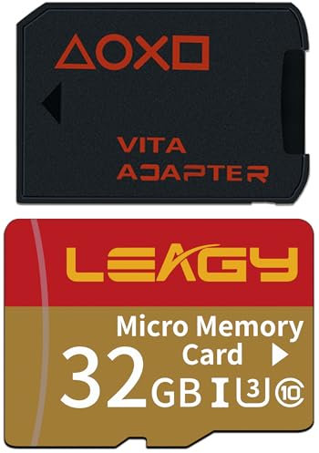 LEAGY SD2Vita V3.0 Carte de Jeu PSVita avec Carte Micro SD 32 Go, microSDHC UHS-I Haute Vitesse avec Adaptateur Micro SD pour PS Vita 1000/2000 système 3.60