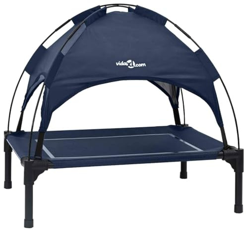 vidaXL Hundebett 71 x 64 x 71 cm Stahl Marineblau | Hält die Luftzirkulation mit haustierfreundlichem Stoff am Laufen, Reduziert die Belastung für dein Haustier beim Fressen,