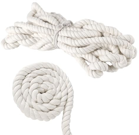 UNGFEI Corde en coton torsadée extra résistante pour suspension murale, tissage macramé, suspension de plantes de jardin - 10 m de diamètre - Blanc