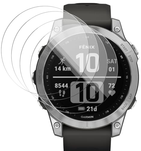 Rniidaaz 4 Piezas Protector de Pantalla para Garmin Fenix 7 47mm | 9H Cristal Vidrio Templado, Sin Burbujas, HD Protección, Resistente a Rasguños, Instalación Fácil