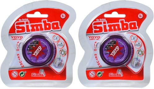 Simba 107230569 - YoYo Light-um, 3-Fach Sortiert, es Wird nur EIN Artikel geliefert, mit Licht Effekt, Freilauf, Ersatzschnur, ab 5 Jahre, Random Model (Packung mit 2)