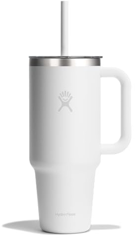 Hydro Flask 40 Oz Clear Lid Travel Tumbler with Straw and Handle - Insulated Stainless Steel in 40 Oz White