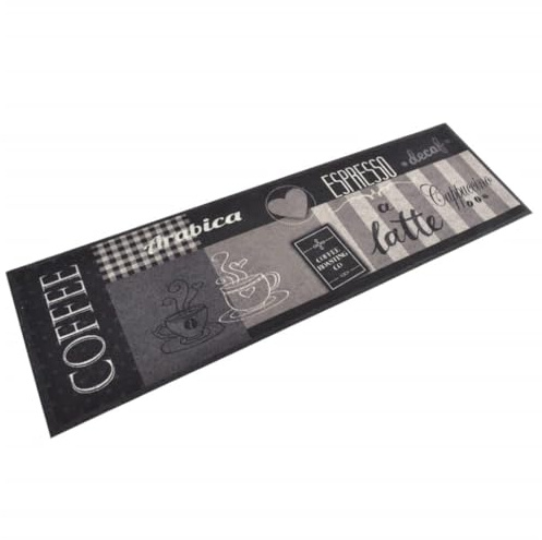 Teenpull Küchenteppich Waschbar Coffee Schwarz 45x150 cm Samt, rutschfest, Wasserabsorbierend, Maschinenwaschbar, für Küche, Flur und Eingangsbereich, Weich und Komfortabel