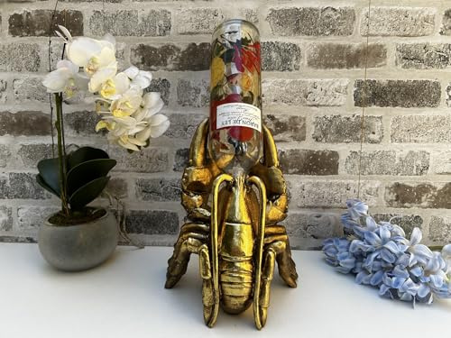 MAISONICA Aged Gold Drunken Lobster Wine Bottle Holder Rack - Novelty Fun Freestanding Gift