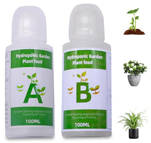 2 bottiglie di nutrienti idroponici per piante da interno, ortaggi, frutta, fiori, 20-23 g per bottiglia, alimenti per piante idroponiche A e B