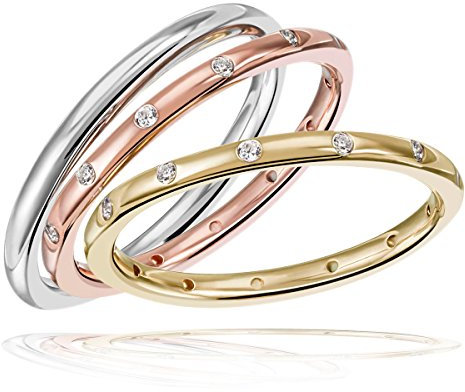 Goldmaid Ringe zum Jahrestag Damenringset 3 Ringe Tricolor 925 Sterlingsilber 24 Zirkonia
