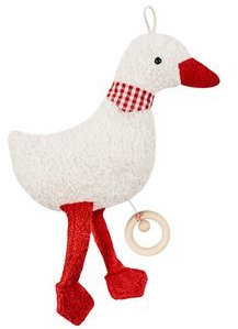 Efie Bio - Spieluhr Gans rot, kontrolliert biologischer Anbau (organic), Made in Germany, recycelte Fülung, Melodie Brahms (Guten Abend, gute Nacht)