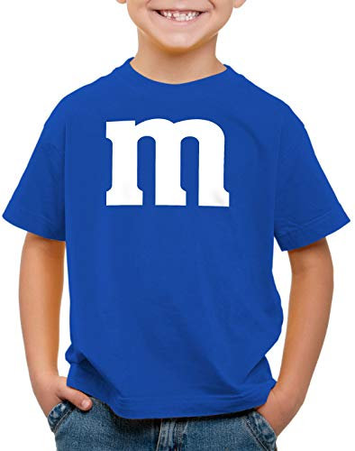 style3 m Kinder T-Shirt für Fasching und Karneval Gruppen-Kostüm Paar-Verkleidung JGA Party, Farbe:Blau, Größe:164