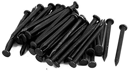 sourcing map Hardware Clavos 1.5 Pulgadas Longitud Carbono Acero Punta Extremo Pared Cemento Clavo Negro 50Uds