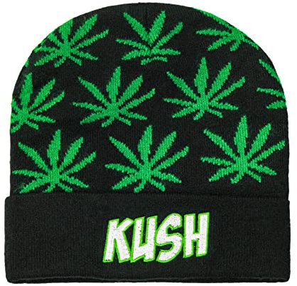 Eohak Herren Weed Marijuana acryl strickmütze Blatt Pot Cuffed knitwinter Weed strickmütze Free Grün