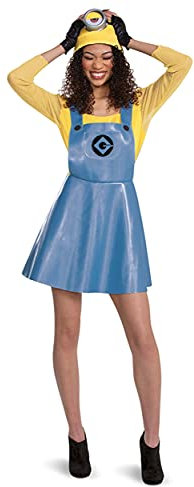 Disguise Kostüm für Damen, offizielles Minions-Stuart-Outfit mit Rock, Brille und Hut, Mehrfarbig