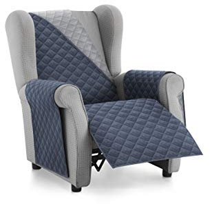 Textil-home Sesselschoner Relax MALU, 1 Sitzer - Reversibel gepolsterter Sofaschutz. Farbe Blau