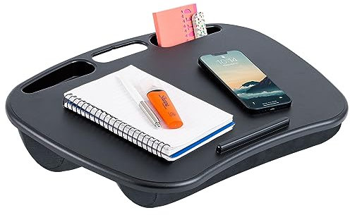 LapGear MyDesk Lap Desk with Device Ledge and Phone Holder - Black - Fits up to 15.6 Inch Laptops - Style No. 44448