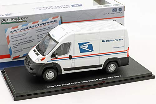 Greenlight Ram ProMaster 2500 Cargo USPS Kastenwagen Baujahr 2018 weiß 1:43