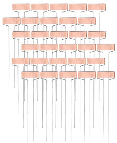 Foraineam 30 Pack 10 Inch High Copper Plate Metal Plant Labels Garden Stake Tags Reusable Planting Gardening Markers