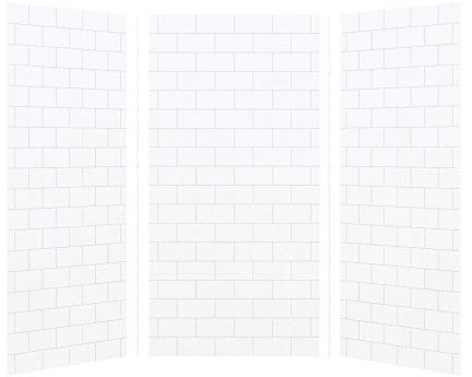 Transolid SWK363672-21 SaraMar 36-in X 36-in X 72-in Glue to Wall 3-Piece Shower Wall Kit, White