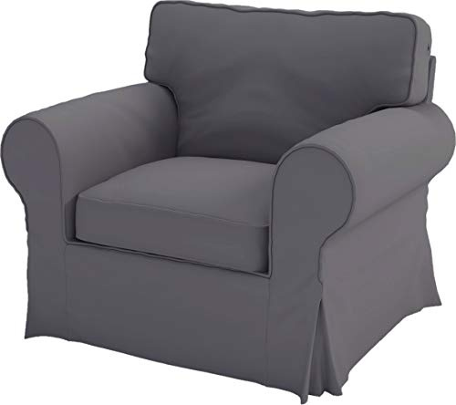 Sofa Covers Custom Made Compatible for IKEA Ektorp Armchair Sofa Slipcovers (Polyester Flax Dark Gray, Ektorp Chair)