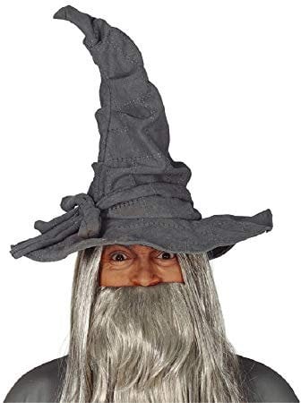 shoperama Hexenhut Wildleder-Optik groß biegbar Zauberer Hut Merlin Magier Hexe Hexer Gandalf Zauberin Kostüm-Zubehör, Farbe:Grau