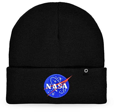 DALIX Retro-Stil NASA Beanie Mütze bestickt Hut Space Meatball Logo, schwarz, large
