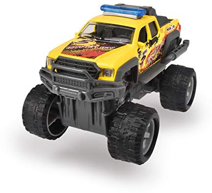 Dickie Toys Rally Monster, Spielzeugauto mit Rückzugsmotor, Gummireifen, Federung, 3, Lieferung 1 Stück, blau, gelb oder weiß, zufällige Auswahl, 15 cm