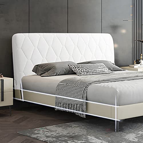 WYJHNL Kopfteil Bezug, Bett Kopfteil Schonbezug Protector mit Stretch-Seite und Tasche Einfarbig Staubdichter Baumwollbezug für Kopfteil 140,160,180,200,Creamy White,190cm(75inch)