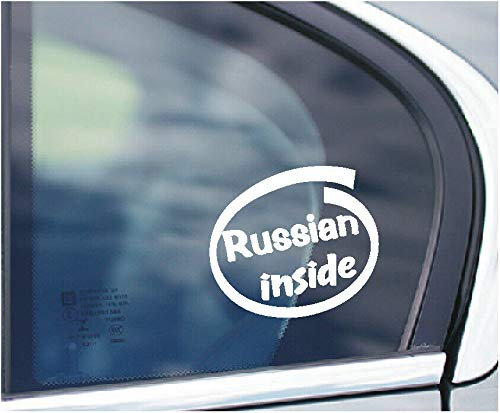 SCOOBY DESIGNS Lustiger Autoaufkleber mit Aufschrift Russische Inside, für Kofferraum, Stoßstange, hergestellt in Russland.