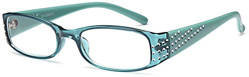 NEW VISION Damen Lesebrille Anti-Müdigkeit Blendfrei UV Schutz Lesehilfe mit Glitzer Bügel NV0176 (+3.00, Grün)